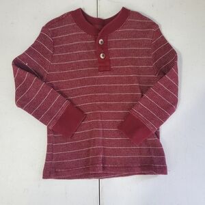 Cherokee Red and White Striped Long Sleeve Henley